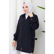 Pamuk Butik Kadın Kuş Gözü Detaylı Fermuar Kapamalı Tunik -PMK514