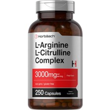 Horbaach L-Arginine L-Citrulline Complex 3000 Mg Per Serving | 250 Kapsül.