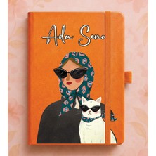 Senada Kişiye Özel Isim Yazılı Tarihsiz 224 Sayfa Not Defteri Baskılı Desenli 13X21 cm Turuncu Kişiselleştirme-20