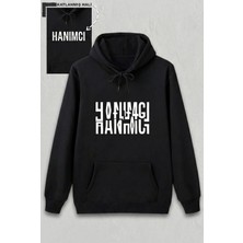 Sevgililer Günü Özel Kapüşonlu Hanımcı Baskılı Oversize Sweatshirt - Siyah