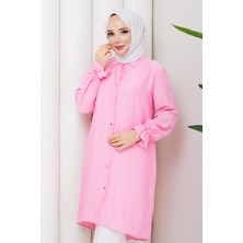 Pamuk Butik Kadın Gipe Detaylı Uzun Gömlek Tunik -PMK515