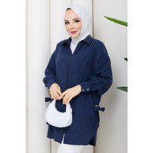 Pamuk Butik Kadın Kuş Gözü Detaylı Fermuar Kapamalı Tunik -PMK514