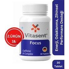 Vitasent Focus 30 Tablet – Kafein & B Vitamin Kompleksi ile Enerji, Odak ve Zihinsel Desteği