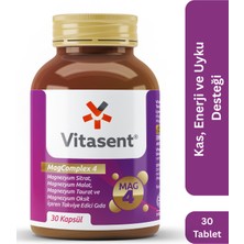 Vitasent Vitamin Magcomplex 4 – Magnezyum Sitrat, Malat, Taurat & Oksit ile Kas, Enerji ve Uyku Desteği