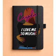 Senada Kişiye Özel Isim Yazılı Tarihsiz 192 Sayfa Mini Termo Defter Baskılı Desenli 9X14 cm Siyah Moda/stok 29