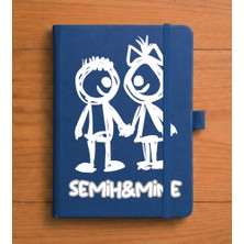 Senada Kişiye Özel Isim Yazılı Tarihsiz 192 Sayfa Mini Termo Defter Baskılı Desenli 9X14 cm Lacivert Dsn-26