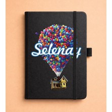 Senada Kişiye Özel Isim Yazılı Tarihsiz 192 Sayfa Mini Termo Defter Baskılı Desenli 9X14 cm Siyah Çizim No 17