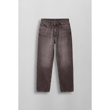 Abluka Online Erkek Baggy Fit Vintage Yıkamalı Basic Jean Kahverengi