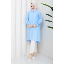 Pamuk Butik Kadın Gipe Detaylı Uzun Gömlek Tunik -PMK515