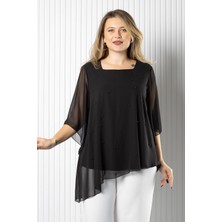 Modaviki Inci Detaylı Şifon Bluz Siyah MDV974