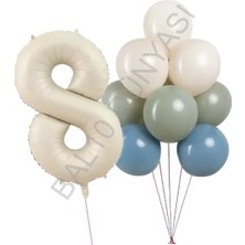Rönesans Parti Krem Rakam ve Balon Seti Yaş-8