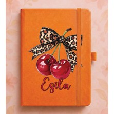 Senada Kişiye Özel Isim Yazılı Tarihsiz 192 Sayfa Mini Termo Defter Baskılı Desenli 9X14 cm Turuncu - Tasarım2