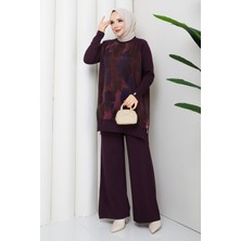 Pamuk Butik Kadın Ipek Kupra Pantolonlu Ikili Merserize Triko Takım -PMK516