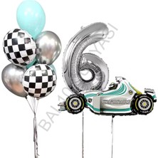 Best Parti Gümüş Rakam Yarış Arabası Doğum Günü Parti Seti Yaş-6