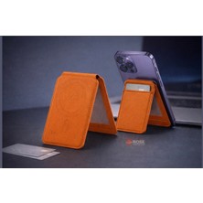 Rose Teknoloji Fd-28 Wireless Şarjlı Airtag Özellikli Kartlıklı Standlı Magsefe Deri Cüzdan