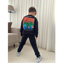 Cg Kids Minecraft Siyah Turuncu Sırt Baskılı Detay Erkek Çocuk 2 Iplik Alt Üst Takım Süper Kalite Kumaş