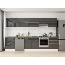 Alvinka 330X210 cm High Gloss Mutfak Dolabı M-E90S60S60-1 Antrasit - Mdf