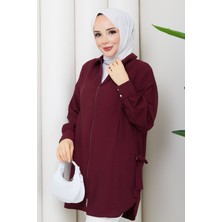 Pamuk Butik Kadın Kuş Gözü Detaylı Fermuar Kapamalı Tunik -PMK514