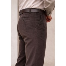 Varetta Erkek Kahverengi Kadife Ince Fitilli Klasik Kesim Cepli Pantolon