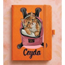 Senada Kişiye Özel Isim Yazılı Tarihsiz 192 Sayfa Mini Termo Defter Baskılı Desenli 9X14 cm Turuncu Printing-30