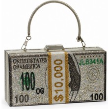 Queen Elizabeth Kadın Abiye Portföy Çanta Dolar Desenlı Gf-01