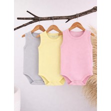 Civil Baby 3'lü Karışık Renk 3-36 Ay Çıtçıtlı Badi - Pembe 12-18 Ay