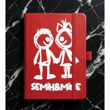 Senada Kişiye Özel Isim Yazılı Tarihsiz 192 Sayfa Mini Termo Defter Baskılı Desenli 9X14 cm Kırmızı Dsn-26