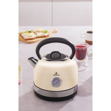Özbience Krem Renkli Retro Su Isıtıcı 2200W, Şık ve Kullanışlı Tasarım
