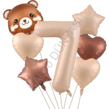 Best Parti Ayı Kafa Rakam Kalp Yıldız Folyo Balon Seti Yaş-7