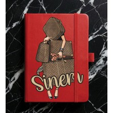 Senada Kişiye Özel Isim Yazılı Tarihsiz 192 Sayfa Mini Termo Defter Baskılı Desenli 9X14 cm Kırmızı - 15-Number