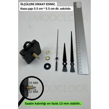 MOOCLOCK Saat Makinesi, Akar Sessiz Duvar Saati Mekanizması, 22 mm Şaft, Akrep-Yelkovan-Saniye-(Askılı)
