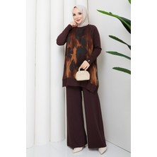 Pamuk Butik Kadın Ipek Kupra Pantolonlu Ikili Merserize Triko Takım -PMK516