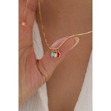 Yavuz Kuyumculuk 14 Ayar Altın Çubuk Zincir Renkli Kalp Kolye