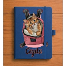 Senada Kişiye Özel Isim Yazılı Tarihsiz 192 Sayfa Mini Termo Defter Baskılı Desenli 9X14 cm Lacivert Printing-30