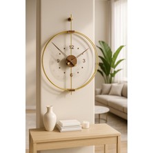 Wallover Design Xl Boy Rosa Gold/ceviz Premium – Çift Çemberli Lüks Büyük Sessiz Duvar Saati, 60X75 cm ✨