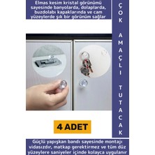 Wintoup Montajsız Çekmece Dolap Klozet Kapağı Şık Kristal Tasarım Çok Amaçlı Yapışkanlı Tutacak Buton 4 Adet