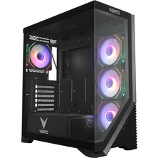Vento VG4202FLA Atx Tower, 750W 80+ Siyah,  Temperli Cam, Rgb, Mesh, Atx Gamıng Kasa