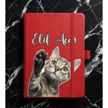 Senada Kişiye Özel Isim Yazılı Tarihsiz 192 Sayfa Mini Termo Defter Baskılı Desenli 9X14 cm Kırmızı - Görsel-Tasarım9