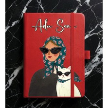 Senada Kişiye Özel Isim Yazılı Tarihsiz 192 Sayfa Mini Termo Defter Baskılı Desenli 9X14 cm Kırmızı Kişiselleştirme-20