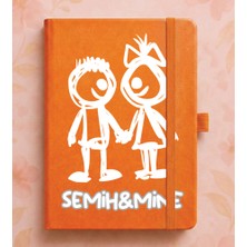 Senada Kişiye Özel Isim Yazılı Tarihsiz 192 Sayfa Mini Termo Defter Baskılı Desenli 9X14 cm Turuncu Dsn-26