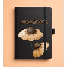 Senada Kişiye Özel Isim Yazılı Tarihsiz 192 Sayfa Mini Termo Defter Baskılı Desenli 9X14 cm Siyah Dsnn 27