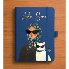 Senada Kişiye Özel Isim Yazılı Tarihsiz 192 Sayfa Mini Termo Defter Baskılı Desenli 9X14 cm Lacivert Kişiselleştirme-20