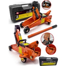 PremiumPort Yüksek Kalite 2 Ton Arabalı Tekerlekli Hidrolik Kriko ve Taşıma Çantası