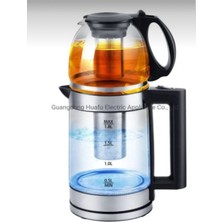 Özbience Şık Siyah Cam Çaycı Kettle 2l, Filtreli ve Süzgeçli, Kullanışlı Tasarım