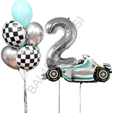 Bal10 Dünyası Gümüş Rakam Yarış Arabası Doğum Günü Parti Seti Yaş-2