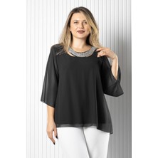 Modaviki Şifon Yaka Detaylı Bluz Siyah MDV970