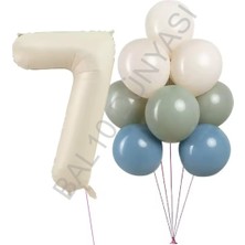 Rönesans Parti Krem Rakam ve Balon Seti Yaş-7