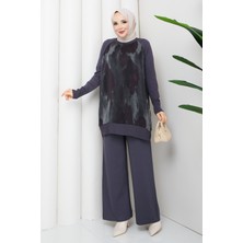 Pamuk Butik Kadın Ipek Kupra Pantolonlu Ikili Merserize Triko Takım -PMK516