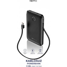 Neffo Dahili Kablolu Powerbank 6000 Mah – Taşınabilir Hızlı Şarj