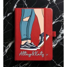 Senada Kişiye Özel Isim Yazılı Tarihsiz 192 Sayfa Mini Termo Defter Baskılı Desenli 9X14 cm Kırmızı Grafik/19